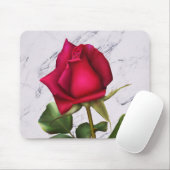 Red Rose Marble Modern Glam Floral Flower Muismat (Met muis)