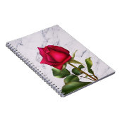 Red Rose Marble Modern Glam Floral Flower Notitieboek (Rechterzijde)