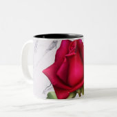 Red Rose Marble Modern Glam Floral Flower Tweekleurige Koffiemok (Voorkant links)