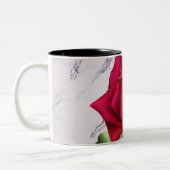 Red Rose Marble Modern Glam Floral Flower Tweekleurige Koffiemok (Links)