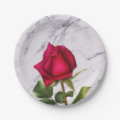 Red Rose Marble Modern Glam Vrijgezellenfeest Part Papieren Bordje (Voorkant)