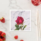 Red Rose Marble Modern Glam Vrijgezellenfeest Part Servetten (Insitu)