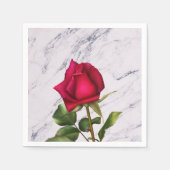 Red Rose Marble Modern Glam Vrijgezellenfeest Part Servetten (Voorkant)