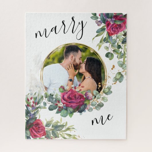 Red Rose Marry Me Script Voorstel Foto Legpuzzel (Verticaal)