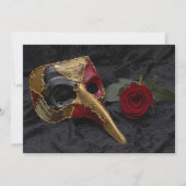 Red Rose Masquerade Uitnodiging voor verjaardag (Achterkant)
