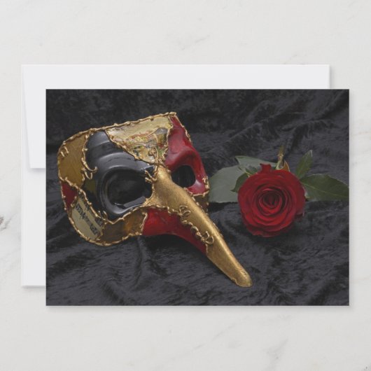 Red Rose Masquerade Uitnodiging voor verjaardag (Achterkant)