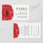 Red Rose Massage Therapist Visitekaartjes Afsprakenkaartje (Voorkant / Achterkant)