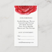 Red Rose Massage Therapist Visitekaartjes Afsprakenkaartje (Achterkant)