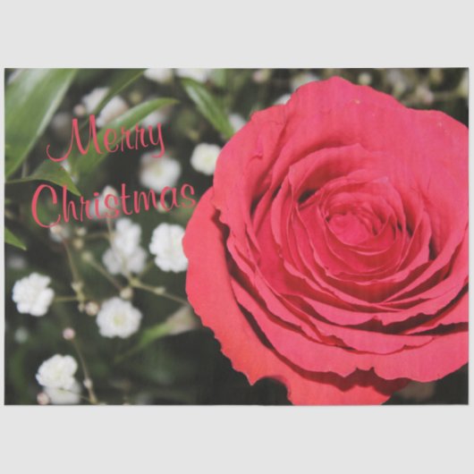 Red Rose Merry-kerstpapier Tissuepapier (Voorkant)