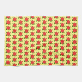 Red Rose met Buds Yellow Kitchen Towel Theedoek (Horizontaal)