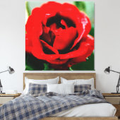 Red Rose met dauwdruppels Canvas Afdruk (Insitu (Slaapkamer))