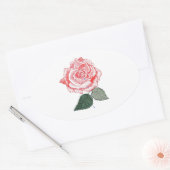 Red Rose met dauwdruppels uit petals Ovale Sticker (Envelop)