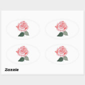 Red Rose met dauwdruppels uit petals Ovale Sticker (Vel)