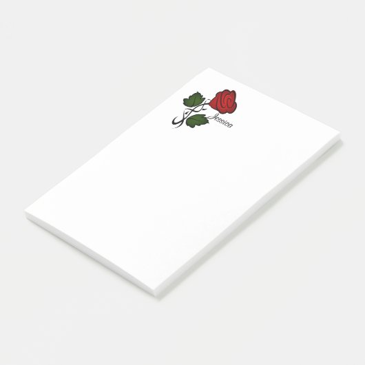 Red Rose met naam Post-it® Notes (Schuin)