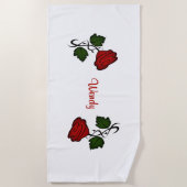 Red Rose met naam Strandlaken (Voorkant)