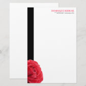 Red Rose met zwarte accent Briefpapier (Voorkant / Achterkant)