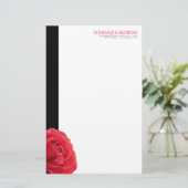 Red Rose met zwarte accent Briefpapier (Staand voorkant)