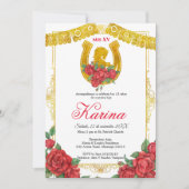 Red Rose Mexican Charra 15 Quinceanera Kaart (Voorkant)