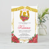 Red Rose Mexican Charra 15 Quinceanera Kaart (Staand voorkant)