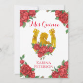 Red Rose Mexican Charra 15 Quinceanera Kaart (Achterkant)