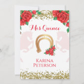 Red Rose Mexican Charra 15 Quinceanera Kaart (Achterkant)