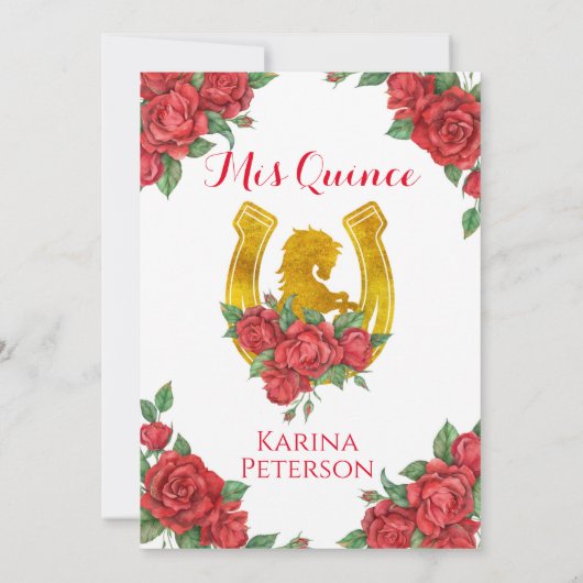 Red Rose Mexican Charra 15 Quinceanera Kaart (Achterkant)