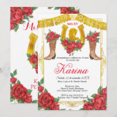 Red Rose Mexican Charra 15 Quinceanera Kaart (Voorkant / Achterkant)