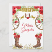 Red Rose Mexican Charra Quinceañera Kaart (Achterkant)