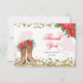 Red Rose Mexican Mis Quince Hartelijk dank Bedankkaart (Voorkant)