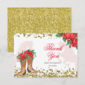 Red Rose Mexican Mis Quince Hartelijk dank Bedankkaart (Voorkant / Achterkant)
