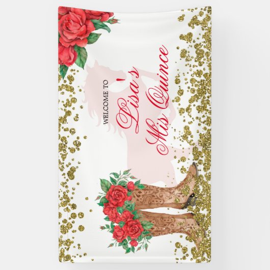 Red Rose Mexican Mis Quince Large Banner (Verticaal)