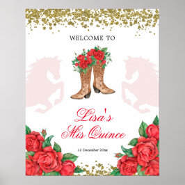 Red Rose Mexican Mis Quince Welkomstteken Poster