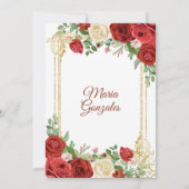 Red Rose Mexican Princess Quinceañera Uitnodiging (Achterkant)