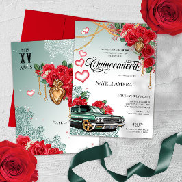 Red Rose Mexicana Groene Lowrider Chola Quinceaner Kaart