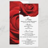Red Rose Modern Glam Elegant Wedding Menu (Voorkant / Achterkant)