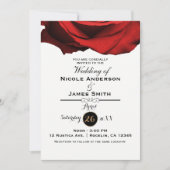 Red Rose Modern Rustic White Glam Elegant Wedding Kaart (Voorkant)