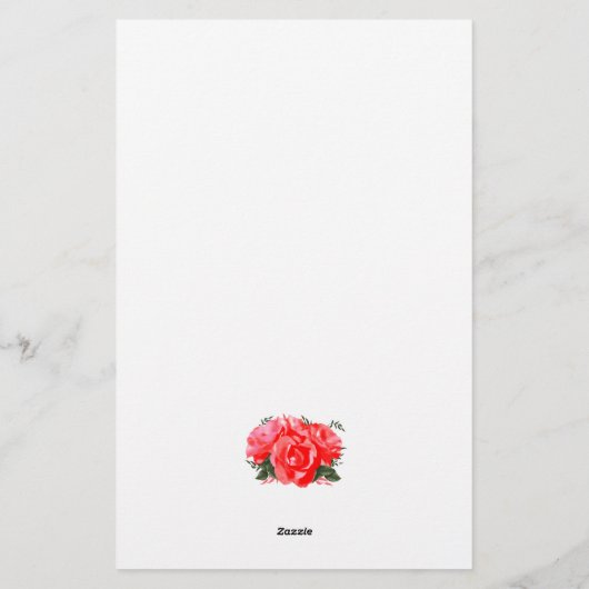 Red Rose Monogram Elegant Stationery Paper Briefpapier (Achterkant)
