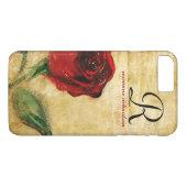 Red Rose Monogram iPhone 7 hoesje (Achterkant (Horizontaal))