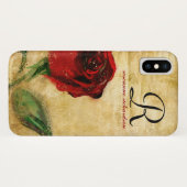  Red Rose Monogram iPhone X Hoesje (Achterkant (horizontaal))