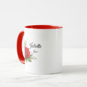 Red Rose Monogram Mug – June Birth Flower Mok (Voorkant links)