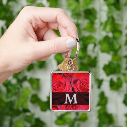 Red Rose Monogram Sleutelhanger (Hand)