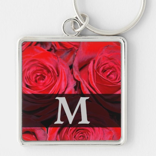 Red Rose Monogram Sleutelhanger (Voorkant)