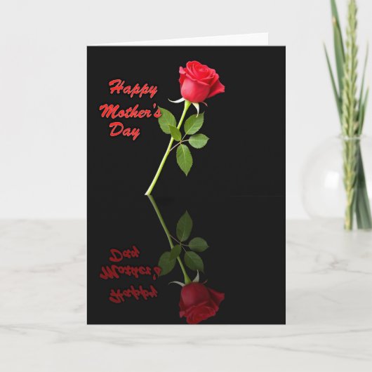 Red Rose Mothers Day Reflection Card Kaart (Voorkant)