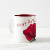 Red rose - Mother's day Tweekleurige Koffiemok (Voorkant links)