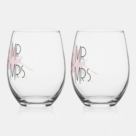 Red Rose Mr. en Mrs. Wedding Glaswerk Wijnglas Zonder Voet (Links)