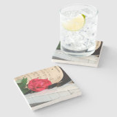 Red Rose Music Sheet en Piano Stenen Onderzetter (Zijkant)