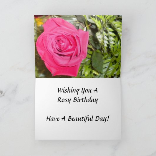 Red Rose N Fern Birthday Kaart (Binnen)