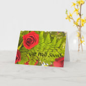Red Rose N Fern Get Well Kaart (Gele Bloem)