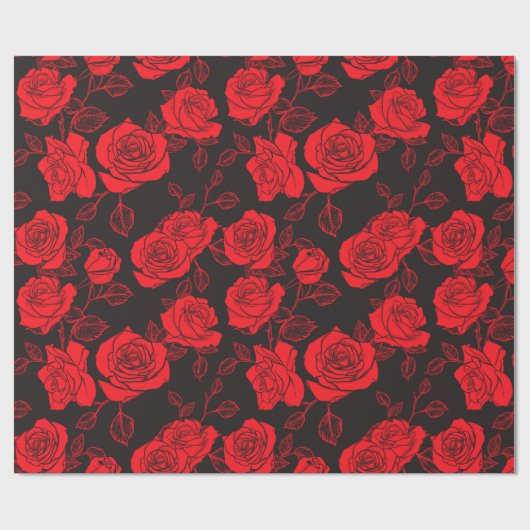 Red Rose Naadless Patroon Cadeaupapier (Vlak)