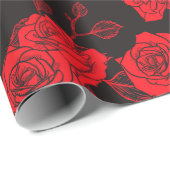 Red Rose Naadless Patroon Cadeaupapier (Rol Hoek)